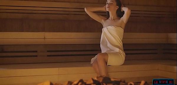  Petite body teen Vi Shy shows off during sauna play